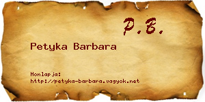Petyka Barbara névjegykártya